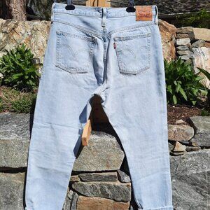 Levi's 501s Skinny Filiforme Jeans Size 33 Unisex Light Blue Straight Leg Jeans